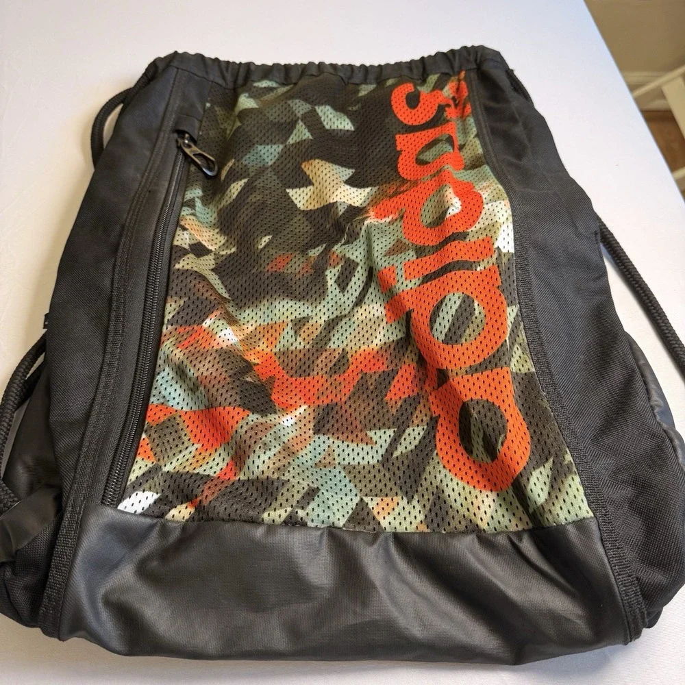 Adidas Court Lite Sacpac Black Orange Camo Sports School Mesh Pocket